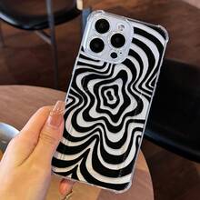 [24h Shipping From DE/ES]Apple 17  23-25 Phone Case: Transparent Case With Card Slot And Black And White Swirl Pattern, Compatible With All Apple Models. It Features A Transparent Soft Cover That Is Drop-Proof At All Four Corners With An Integrated Slot For Access Cards And Bank Cards. Este Design VisualGift Box Pack Phone Case Surprise Present - A - 查看 4