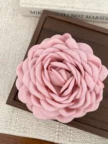 1件女款甜美高級布料花朵髮夾，適合日常配戴與度假 - 粉色 - 查看 3