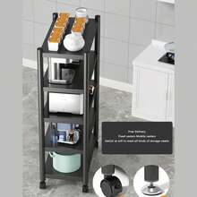 Estante de almacenamiento multifuncional de 5 niveles con ruedas para cocina - Ensamblaje fácil, organizador ahorrador de espacio para cocina, baño y sala de estar - Construcción de metal duradera - Negro - Ver 5