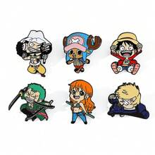 6pcs Anime "One Piece" Metal Enamel Brooches, Luffy & Zoro Version Cartoon Character Lapel Pins, Straw Hat Pirates Backpack & Jacket Decoration Collectibles - Multicolor - View 13