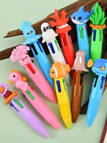 6 Buah Pulpen Mini Tarik Motif Hewan Laut Aneka Warna, Gaya Acak, Dengan Berbagai Elemen Hewan Laut Seperti Walrus/Kura-kura/Lobster - MultiWarna - View 4