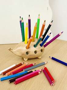 Cute Resin Hedgehog Pencil Holder Creative Office Desktop Stationery Storage Box Office Home School Desk Decoration Gift Pen Holder, Home Decoration Ornament - Hedgehog - View 4