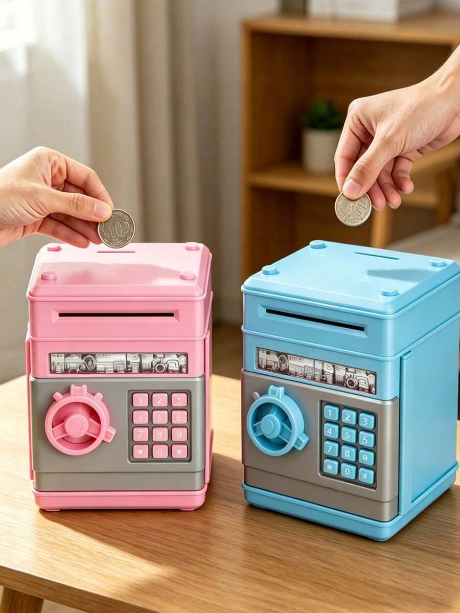 Pink ATM Piggy Bank, Coin Storage Box, ATM Shaped Piggy Bank, Unique Design, Mini ATM Savings Box Gift, Fashion Piggy Bank, Large Capacity Savings Box, Gift, Affordable Wallet, Money Box, Coin Box, Financial Tool, Bill Counter, Home Decor, Holiday, Summer Vacation, Party, Birthday Gift, Valentine's Day Gift (Pressing Cannot Input Password)