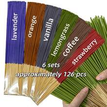 6 套，每套约 126 支高品质香薰棒 - 包含香草、咖啡、柠檬草、草莓、橙子和薰衣草香味，可自由组合，适用于净化、瑜伽冥想和居家使用 - 香味持久，是馈赠佳品。 - 彩色 - 查看 1