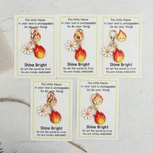5pcs Cartoon Minimalist Flame Keychains With Positive Encouragement Greeting Cards, Perfect Gift For Friends And Family, Inspirational Gift, Shine Bright, Go Ignite The World, You Are Amazing, Gift For Friends Who Need Encouragement - Multicolor - View 8