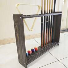 12 Hole Vertical Billiard Club Stand, Golf Display Stand, Premium Metal Golf Push Rod Stand, 28.74 * 6.69 * 22.05 Inches - Dark Brown - View 3