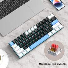 MageGee Star61 Mini 60% RGB Gaming Mechanical Keyboard 61 Keys Wired USB-C Multi-Device Gaming Keyboard Customizable Keycaps Suitable For Laptop PC Computer Gamers [White Black & Blue: Red Switch] - White Black Blue (Red Switch) - View 5