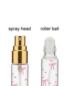 雙用途香水噴霧瓶附滾珠－透明玻璃瓶、蝴蝶結印花分裝瓶，便攜易用，適合旅行與辦公室，附分裝工具、旅行配件｜便攜式香水分裝瓶｜可重複填充噴霧瓶，小巧容器，趣味設計，裝飾瓶蓋，透明瓶身，適合旅行、宿舍與返校禮物 - 彩色 - 查看 4