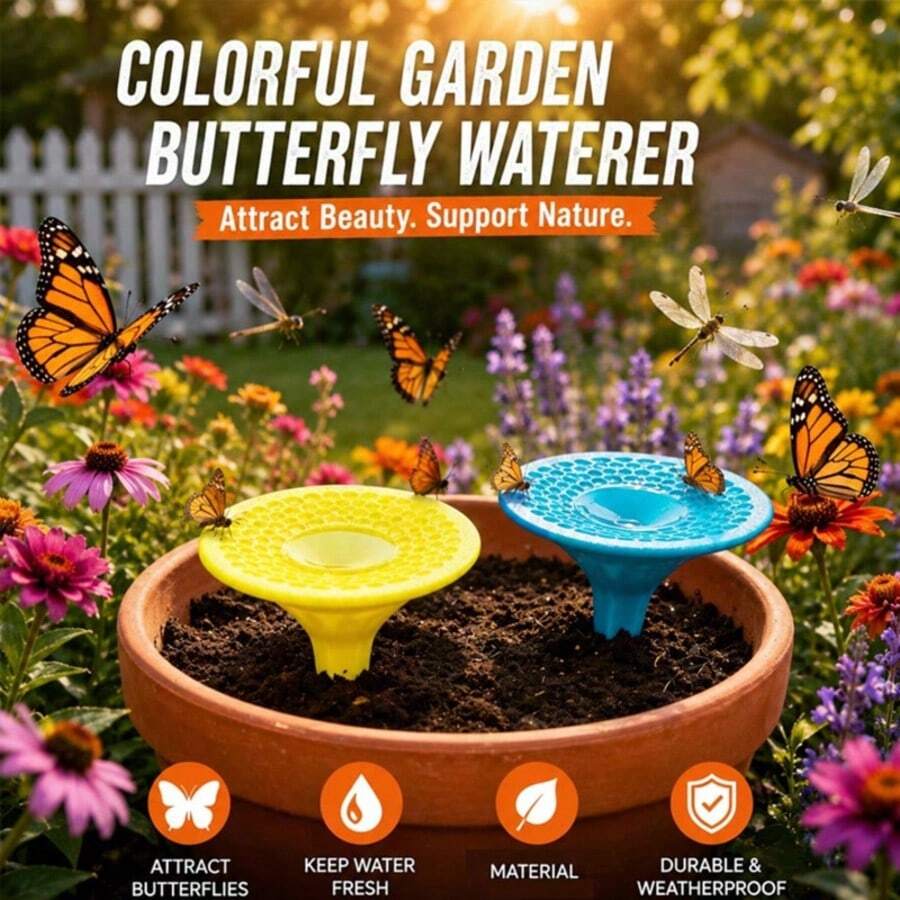 Bebedero todo en uno para abejas, alimentador de agua para insectos de inserción en el suelo, adorno decorativo para jardín exterior, disponible en 2 colores - A - Ver 1