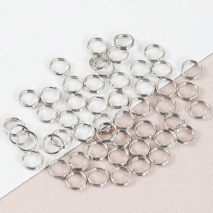 50個 6-20mm 金屬圓形開口鑰匙圈,雙環鑰匙圈連接件,適用於手工DIY鑰匙圈、狗項圈、鑰匙圈珠寶配件 - 雙圈環 - 查看 1