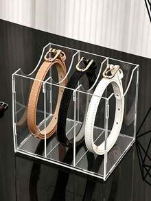 Clear Acrylic Belt Storage Box, Multi Compartment Transparent Belt Organizer, Household Divider Rack For Belt Tie Classification, Desktop Closet Mall Retail Display Holder, Practical Space-Saving Storage Solution For Men & Women Daily Belts,Room Décor,Travel Essential - Multicolor - View 12