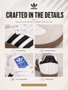 Adidas SAMBA OG 圓頭綁帶低筒運動鞋 中性款 白色 - 白色 - 查看 6