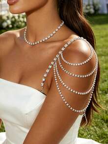1pc Rhinestone Shoulder Strap Buckle Clothing Accessory - Silver - View 1