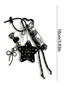 1pc Cute Star Shaped Bag Charm, Idol Fan Storage Backpack Pendant - Black - View 4