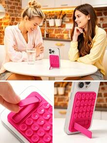Silicone Suction Cup Phone Holder, Reusable, Compatible With Various Phones, Suitable For Bathroom Walls, Glass Mirrors, Vanity Tables And Other Smooth Surfaces, Ideal For Makeup, Fitness, Shower, Car And Kitchen Scenarios, Perfect Birthday Gift And Practical Phone Accessory For Friends And Family - Multicolor - View 5