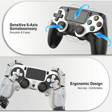 P4 無線遊戲控制器，相容於 PS 4/PS 4 Slim/PS 4 Pro/PC，600mAh 電池長效使用，雙震動功能，附揚聲器、6 軸陀螺儀、耳機插孔、觸控板 - 查看 3