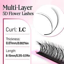 FOXYMEI 12 Rows Multi-Layer 5D Flower False Eyelashes LC/LD Curl Pre-Made Fan Single Lash 8-15mm Slim Fluffy Dense Effect Handmade Faux Mink Hair Lash Extensions Voluminous Dense Makeup Effect Eyelash Artist Supplies - LC - View 10