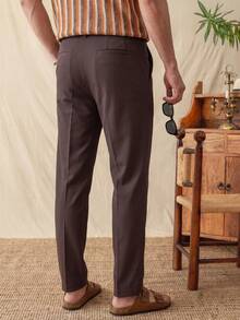 glestore Men's Retro-Style Solid-Color Casual Suit Pants: A Stylish And Versatile Choice, Perfect For Business, Commuting, And Casual Occasions - Mocha Brown - View 2