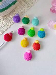 1PC/4pcs Cute Flower Cable Protector - Silicone Material, Decorative And Protective Charger Cable Sleeve, Suitable For Phone, Computer And More - Pink, Yellow, Red, Purple Design, Soft Rubber Anti-Breakage Cable Protector - Flowers - View 8