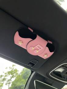 1pc Sparkling Star & Music Note Car Sun Visor Fashion Glasses Holder Clip, Car Interior Fashion Glasses Storage Clip, Driver Side Fashion Glasses Clip, Star & Music Note Strawberry Design Car Glasses Holder, Multi-Functional Glasses Clip & Ticket Holder, Creative Car Sun Visor Glasses Holder, Car Interior Accessories Car Glasses Clip - A - View 5