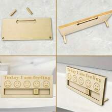 1pc Wooden Emotion Board With Emotion Labels - "How I Feel Today" 2026 Interactive Desktop Artwork - A - View 5