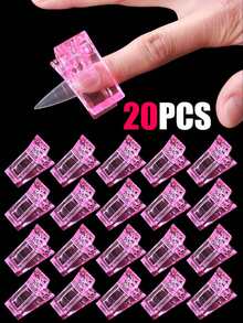 20/10/2pcs Pink Nail Extension Clips, UV Gel Nail Clips, Crystal Nail Extension Clips, Quickly Create Poly Gel Nail Molds, Suitable For Nail Salons And DIY Nails. Nail Tools/Nail Extension Clips. - Pink - View 8