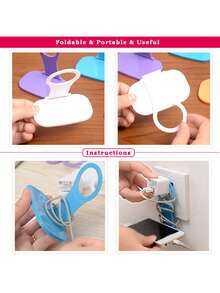 3/1pc Creative Cute Foldable Hanging Phone Charging Holder, Foldable Phone Charging Hook, Phone Charging Storage Organizer Stand, Portable Phone Charging Companion Phone Holder, Convenient And Portable, Random Color. - Multicolor - View 4