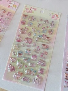 Miếng dán trang trí ốp điện thoại hình thỏ màu dễ thương, sticker sushi động vật Nhật Bản đính pha lê - màu sắc - Xem 11