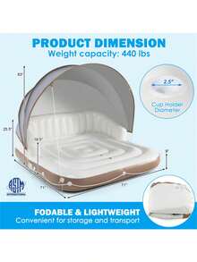 Colchón flotante inflable para piscina con parasol - como foto - Ver 4