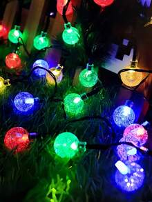 1PC Outdoor Solar Crystal Ball Light String, 20/50/100 LED, 8 Lighting Modes, Outdoor Waterproof Courtyard Light, 5m/7m/12m, Suitable For Garden, Party, Wedding, Camping, Lawn, Balcony, Eaves, Christmas, Halloween Holiday Decoration - Solar-powered Crystal Ball Light String - View 13