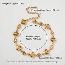 Elegante braccialetto in acciaio inossidabile placcato oro 18K con design cavo a forma di naso di maiale quadrato, adatto per l'uso quotidiano e per feste delle donne, gioielleria di moda - Dorato - Visualizzare 11