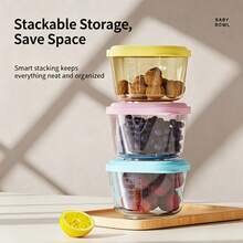 6 Pack 150ml Stackable Baby Food Storage Containers With Scale Vent Lid Portable Microwavable Snack Pots For Travel Nappy Bag - Multicolor - View 3