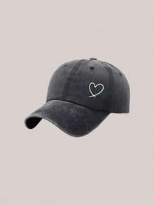 1pc Washed Baseball Cap, Printed With "Heart" Pattern, Adjustable Outdoor Sun Protection Casual Hat, Suitable For Spring/Autumn Travel And Daily Wear - Multicolor - View 11