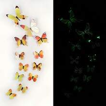 12pcs Fluorescent Butterfly Wall Stickers Outdoor Decor 3D Colorful Realistic Butterfly Decoration - White - View 9