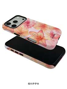 GIIPPA 1pc Warm Pink Gradient Background With Watercolor Hand-Painted Hibiscus Flower Pattern Design, Phone 17 Pro Max Phone Case, Compatible With Phone 16 Pro Max, 15 Pro Max, 14 Pro Max, Korean-Style High-End Fashionable And Interesting Phone Case, Compatible With 11/12/13/14/15/16 Pro Max Plus, Elegant Design Suitable For Both Men And Women, Perfect Gift For Girlfriend! - Pink - View 4