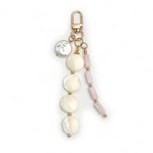 Cute Faux Pearl & Faux Gemstone Bag Charm, Creative Tortoiseshell & Pink Beads Keychain, Bohemian Style Shell Decor Accessory, Suitable For Backpacks & Handbags - Multicolor - View 14