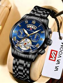 VA VA VOOM Brand Men's Watch, Stainless Steel Fashion Strap, Analog Tourbillon Design, Calendar Movement, Business Men's Quartz Watch - one-size - View 15