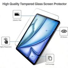 3pcs High Definition Tempered Glass Screen Protector, Compatible With IPad Air 11-Inch (2024) / Pro 11-Inch (2020-2021) / 10th Gen (10.9-Inch) (2022) / Air 13-Inch (2024) / 6th Gen (9.7-Inch) / 7th Gen (10.2-Inch) / Mini 4/5/6 - Clear - View 2