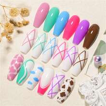 MEET ACROSS 6pcs 5ml Nail Liner Gel Nail Polish Set, Pink Red Blue Semi Permanent UV Gel Varnish For DIY Painting Drawing, French Tips, Liner Swirl Nail Design, Nail Art Liner Gel Brushed Glue For Summer Nails, Manicure For Home And Salon Nail Supplies - Multicolor - View 7