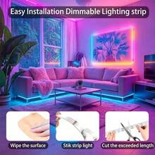 3-100Ft LED Strip Lights With 44-Key Remote, USB Interface, DIY Lighting, Color Changing And Dimmable For Bedroom Becor, TV, Kitchen, Party And Holiday Decoration - RGB - View 7