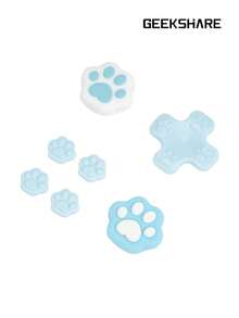GeekShare Cute Cat Paw D-Pad And Silicone Joystick Cap Set, ABXY Button Covers Compatible With Switch/OLED, Not Compatible With Switch Lite, Not Compatible With Protective Cases - Blue and White - View 9