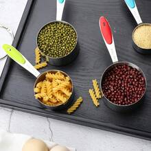 Silicone Handle And Clear Scale Measuring Cup & Spoon, Suitable For Dry Or Liquid Ingredients (Colorful), Cooking Accessories, Baking Essentials, Modern Kitchen Tools, Colorful Kitchenware, High-Quality Spoon, Dry Ingredient Spoon - Multicolor - View 6