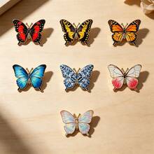 1pc Colorful Butterfly Enamel Pin, Vintage Floral Monarch Butterfly Lapel Pin, Metal Pin For Jackets Bags, Nature Insect Gift - Multicolor - View 4