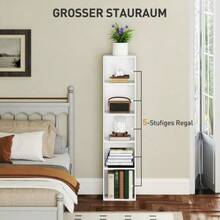 5-Tier Freestanding Bookshelf, Storage Shelf With Adjustable Shelves For Living Room, Bedroom, White - 白色 - 查看 4