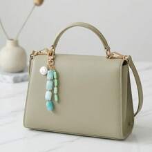 Cute Faux Pearl & Faux Gemstone Bag Charm, Creative Tortoiseshell & Pink Beads Keychain, Bohemian Style Shell Decor Accessory, Suitable For Backpacks & Handbags - Multicolor - View 6