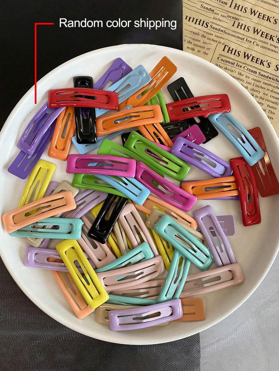 30pcs Women's Y2K Candy Color Random Mixed Sweet Cool Cute Girly Oil-Drip Colorful Small Square Hair Clips Side Clips Hair Clips Fashion Versatile Hair Accessories Suitable For Daily Wear Outfits Matching Accessories Headwear BB Clips (30pcs Hair Clips Random Mixed Colors Main Image For Display Only) - Multicolor - View 1
