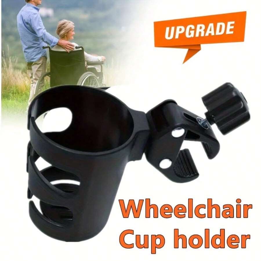 Upgraded Golf Cart Cup Holder, Heavy Duty Cup Holder With 360° Rotating Base And Non-Slip Suction Cup Mount, Fishbone Design Adjustable - Portable Drink Holder, Suitable For Walkers, Transport Chairs And Strollers - Designed For One-Handed Operation - Black - View 1