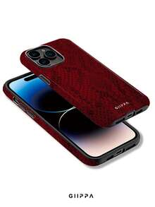 GIIPPA 1pc Burgundy Python Pattern Design Phone 17 Pro Max Phone Case, Compatible With Phone 16 Pro Max, 15 Pro Max, 14 Pro Max, Korean-Style High-End Fashionable And Interesting Phone Case, Compatible With 11/12/13/14/15/16 Pro Max Plus, Elegant Design Suitable For Men And Women, Perfect Gift For Girlfriend On Christmas, Valentine's Day, Easter, Wedding Season And Birthday! - Multicolor - View 3