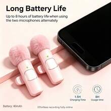 Wireless Lavalier Microphone, Plug And Play, Noise Cancelling Lapel Mic For IPhone/Android, Ideal For Vlog, Live Streaming, Interview - 查看 3