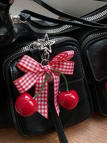 Porte-clés Cerise Nœud Perle, Nœud à Carreaux Doux et Mignon à la Mode, Charm de Sac Cerise, Porte-clés Style Y2K; Accessoire de Téléphone Anti-Perte à la Mode, Décoration de Téléphone pour Femmes; Convient pour les Vacances, le Camping, l'Été, l'Utilisation Quotidienne et les Voyages. Cadeau Parfait pour la Saint-Valentin; Cadeau de Remise des Diplômes et de Rentrée Scolaire; Accessoire de Fête; Cadeau pour Enseignant, Cadeau pour Demoiselle d'Honneur. - Taille unique - Voir 9